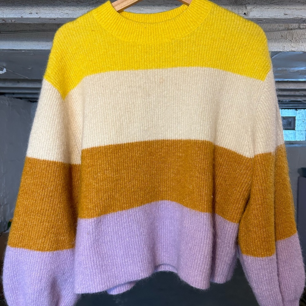 H&M Premium Selection Striped Mohair & Wool Sweater size M
